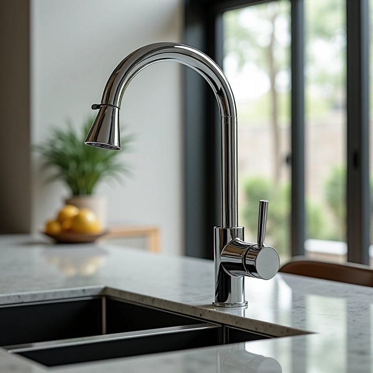 Torneira com filtro de água e spray integrados.