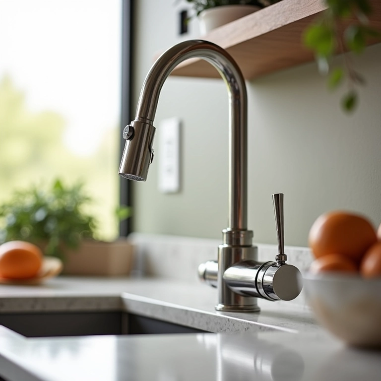 Torneira como peça de destaque na decoração da cozinha.