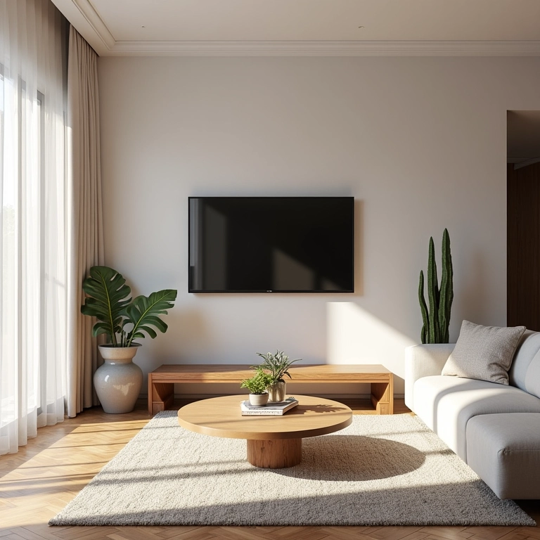 Variedade de estilos de decoração para a parede da TV em uma sala de estar.