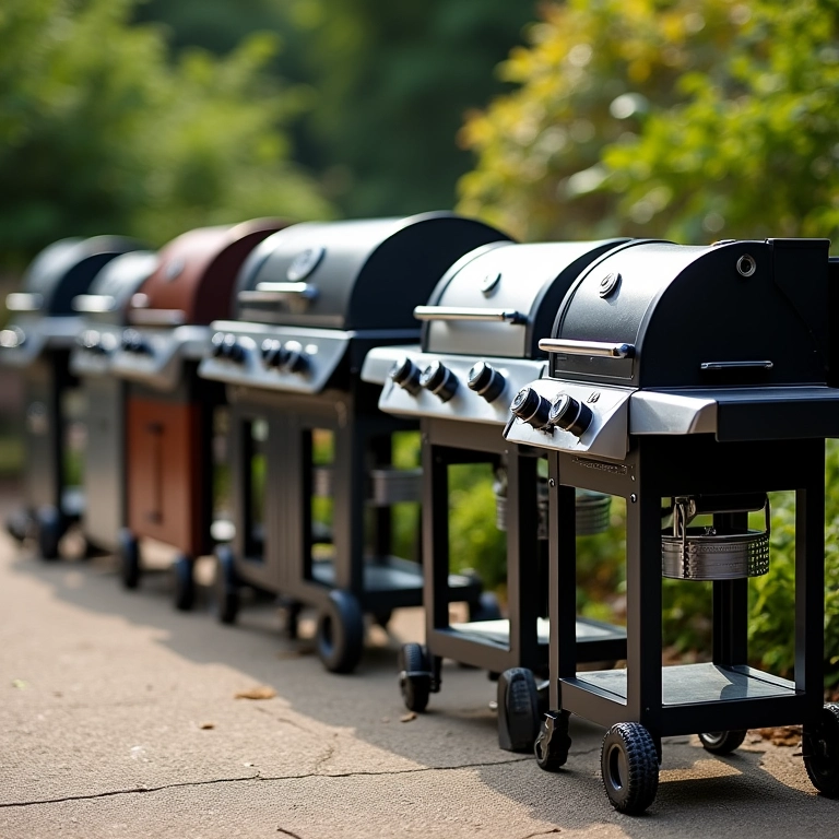 Variedade de modelos de churrasqueiras para diferentes áreas de churrasco.