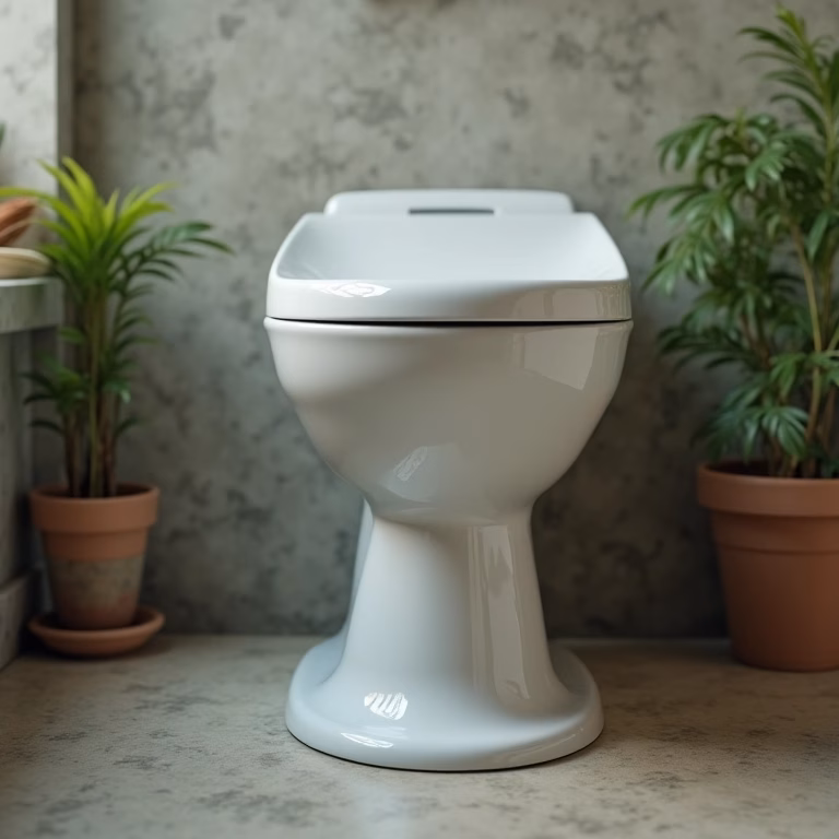 Vaso sanitário com vazamento na base, gotejando água. Detalhe da cerâmica e do chão molhado.