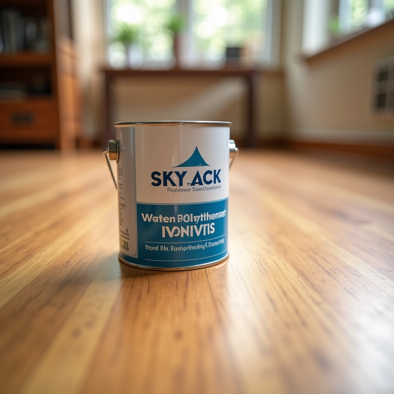 Verniz poliuretano base água Skylack, ideal para acabamento de assoalhos de madeira.