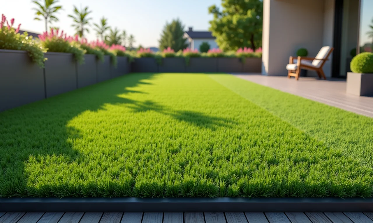 Acabamento perfeito na instalação da grama sintética.