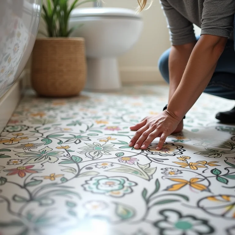 Adesivos vinílicos no piso do banheiro