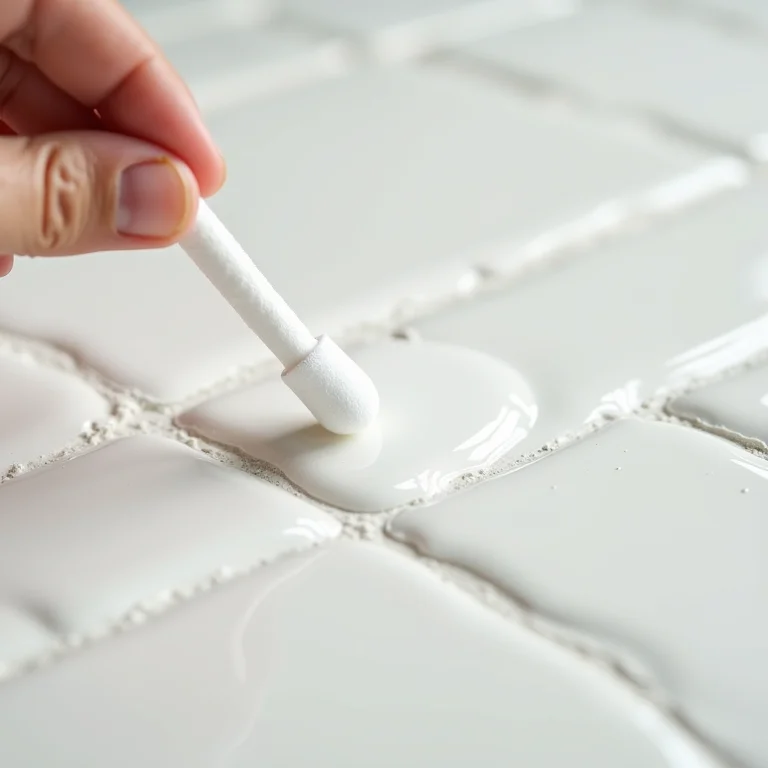 Álcool isopropílico sendo usado para remover tinta de uma cerâmica detalhada.