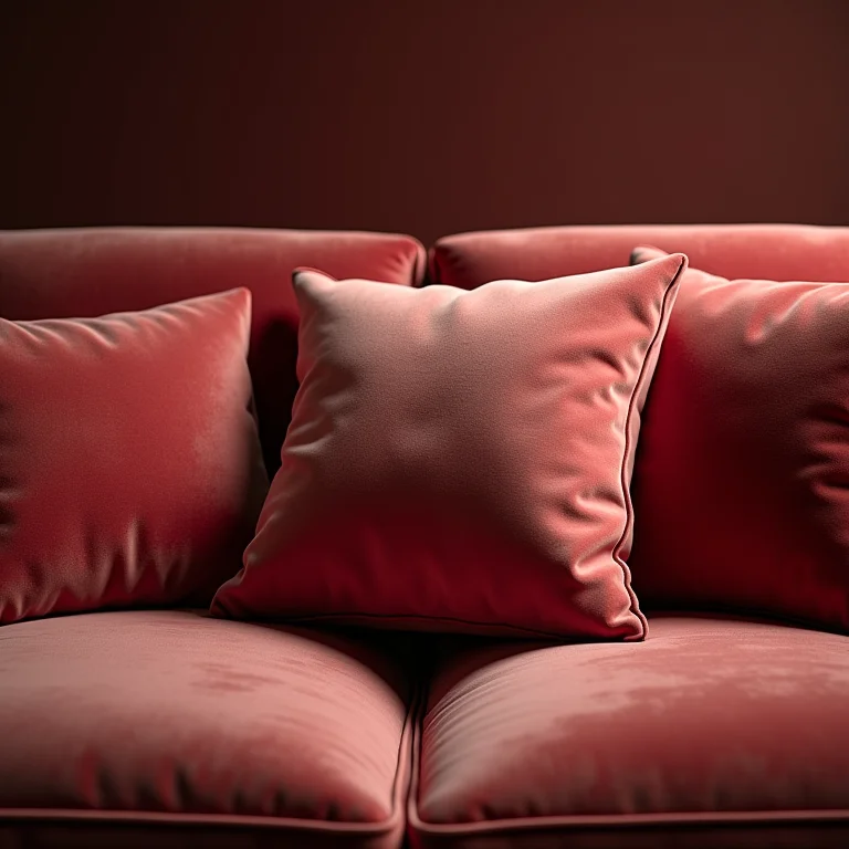 Almofadas de seda sobre um sofá de veludo, detalhes de luxo e conforto