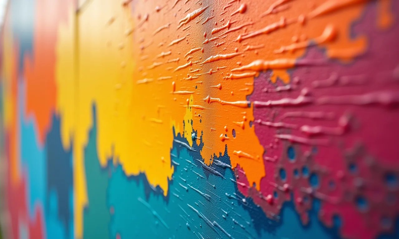 Amostra de tinta acrílica vibrante em parede.