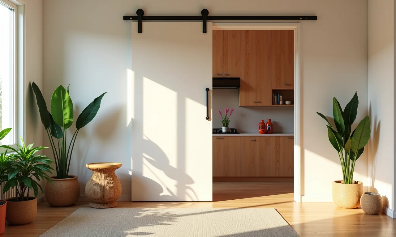 Apartamento otimizado com porta de correr embutida, ganhando espaço.