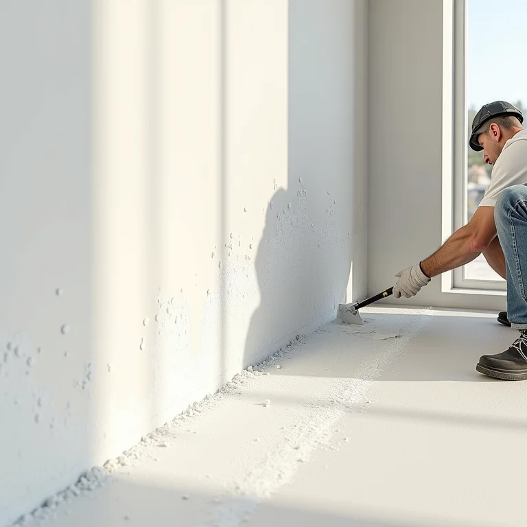 Aplicação de argamassa polimérica em parede