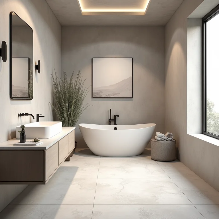 Aplicação de cimento polimérico em um banheiro, mostrando a versatilidade do material.