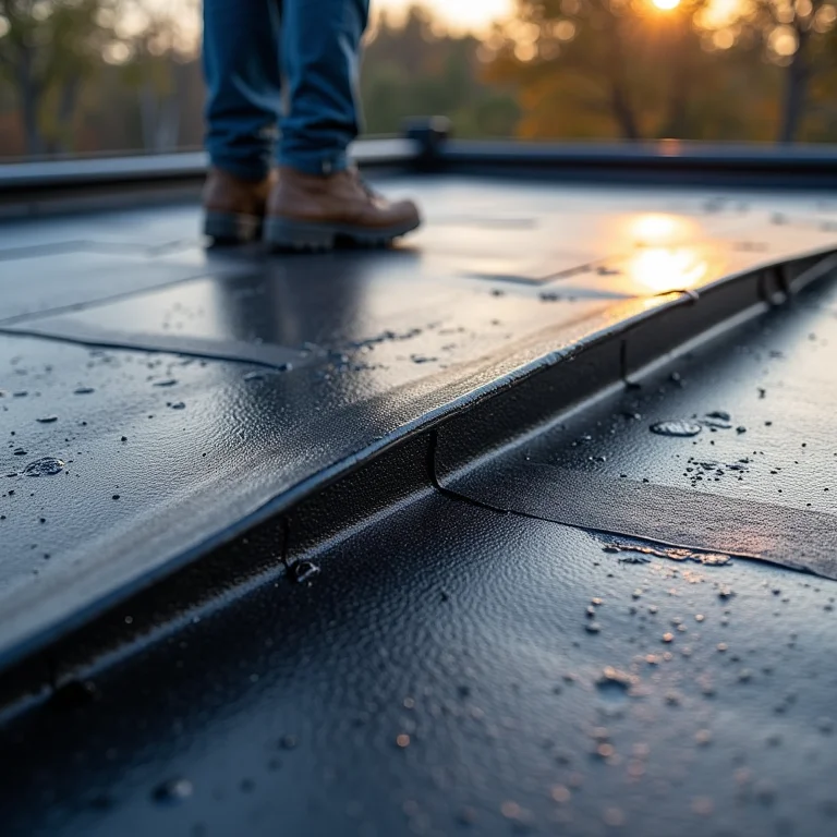 Aplicação de manta asfáltica em laje