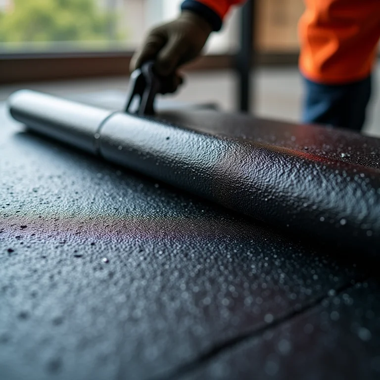 Aplicação de manta asfáltica em laje