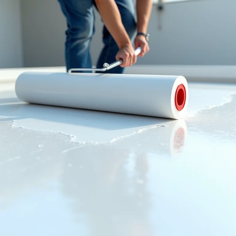 Aplicação de membrana acrílica em laje