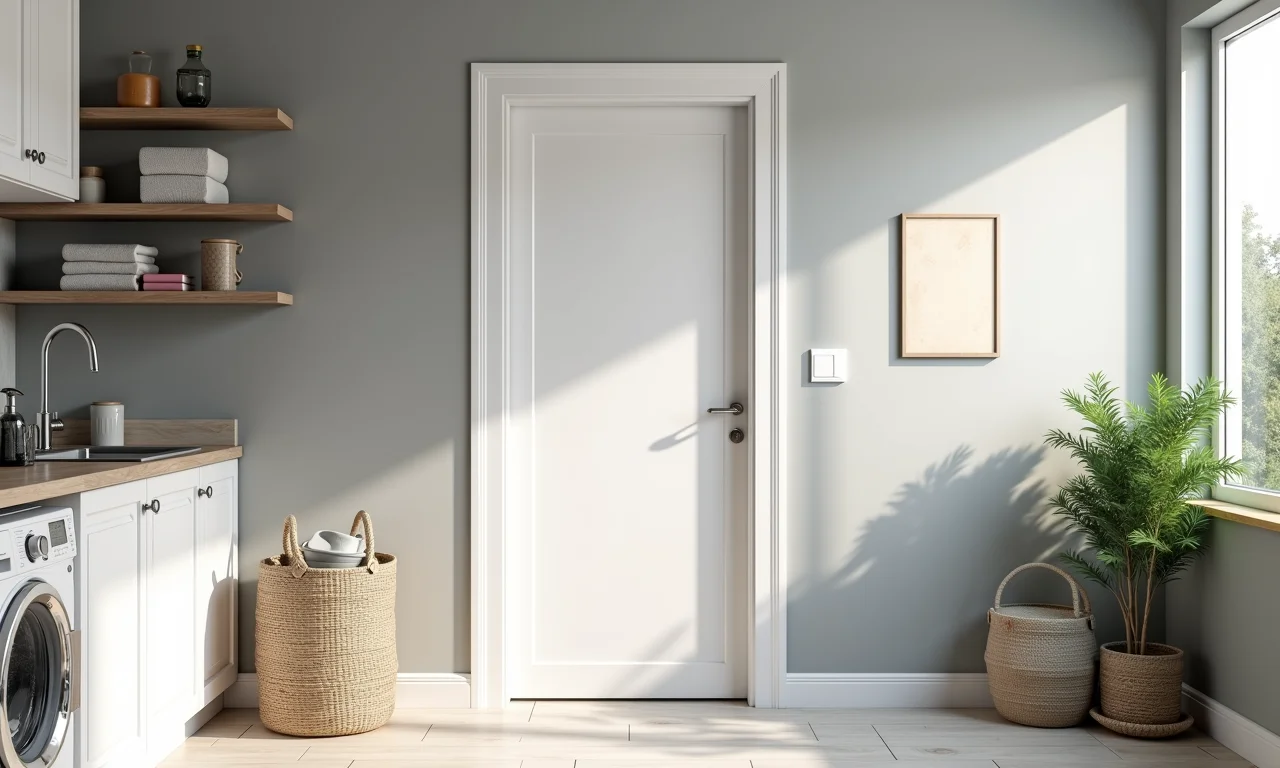 Área de serviço funcional com porta de alumínio branca.