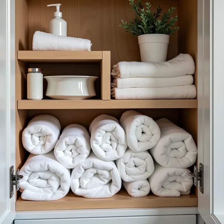 Armário de banheiro organizado otimizando espaço