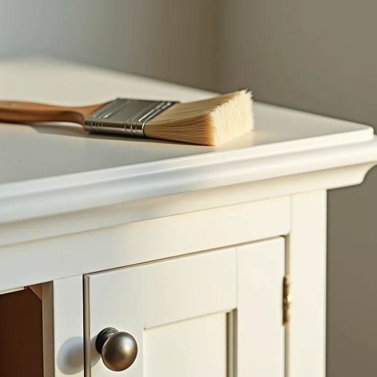 Armário de cozinha recém-pintado