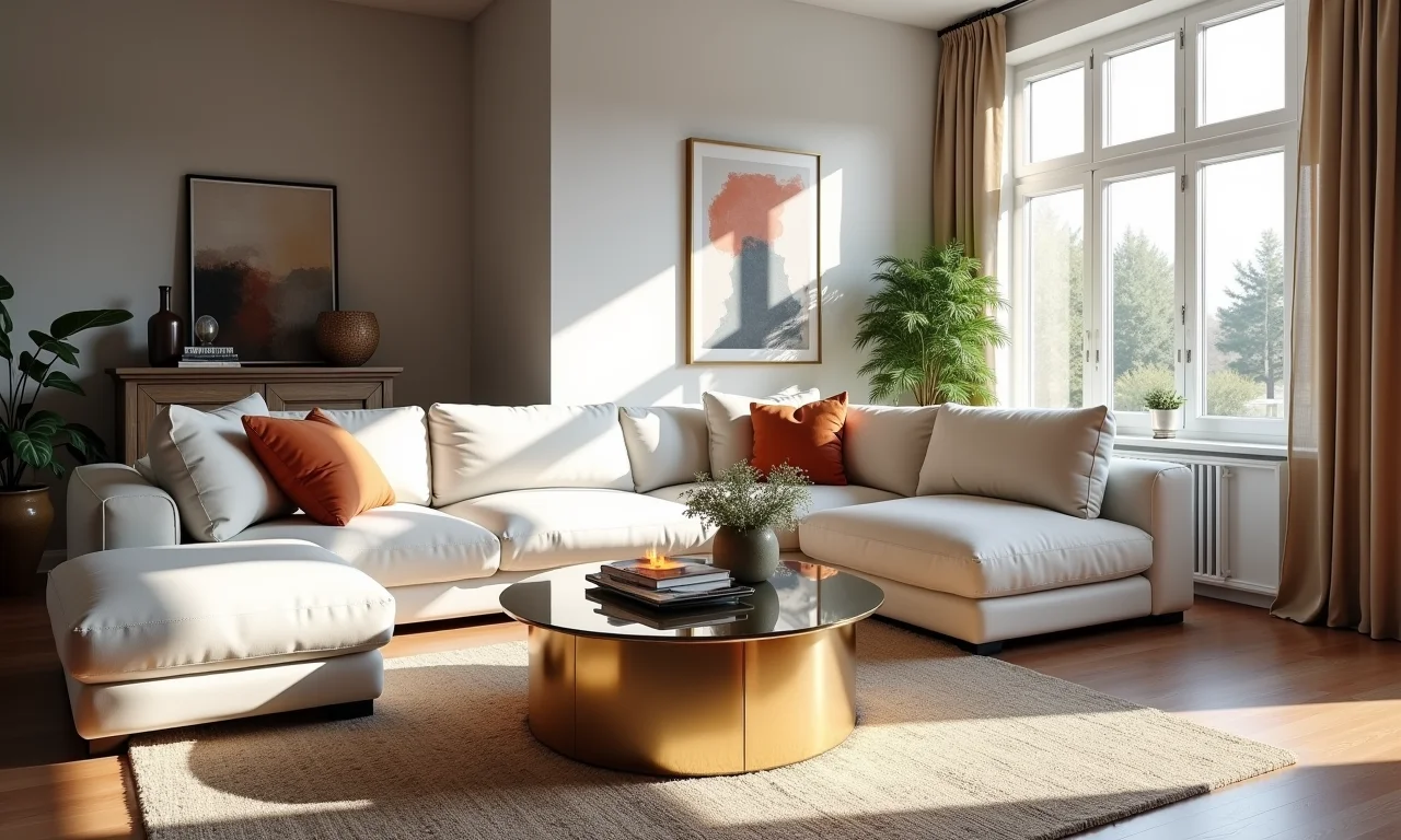 Arquiteta demonstrando como usar mesa espelhada na decoração de sala.