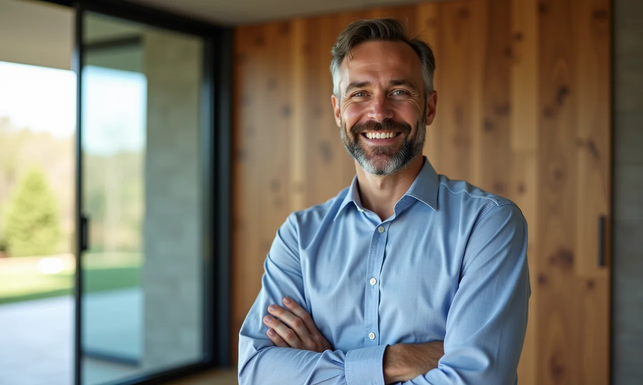 Arquiteta explicando as vantagens da porta de correr embutida.