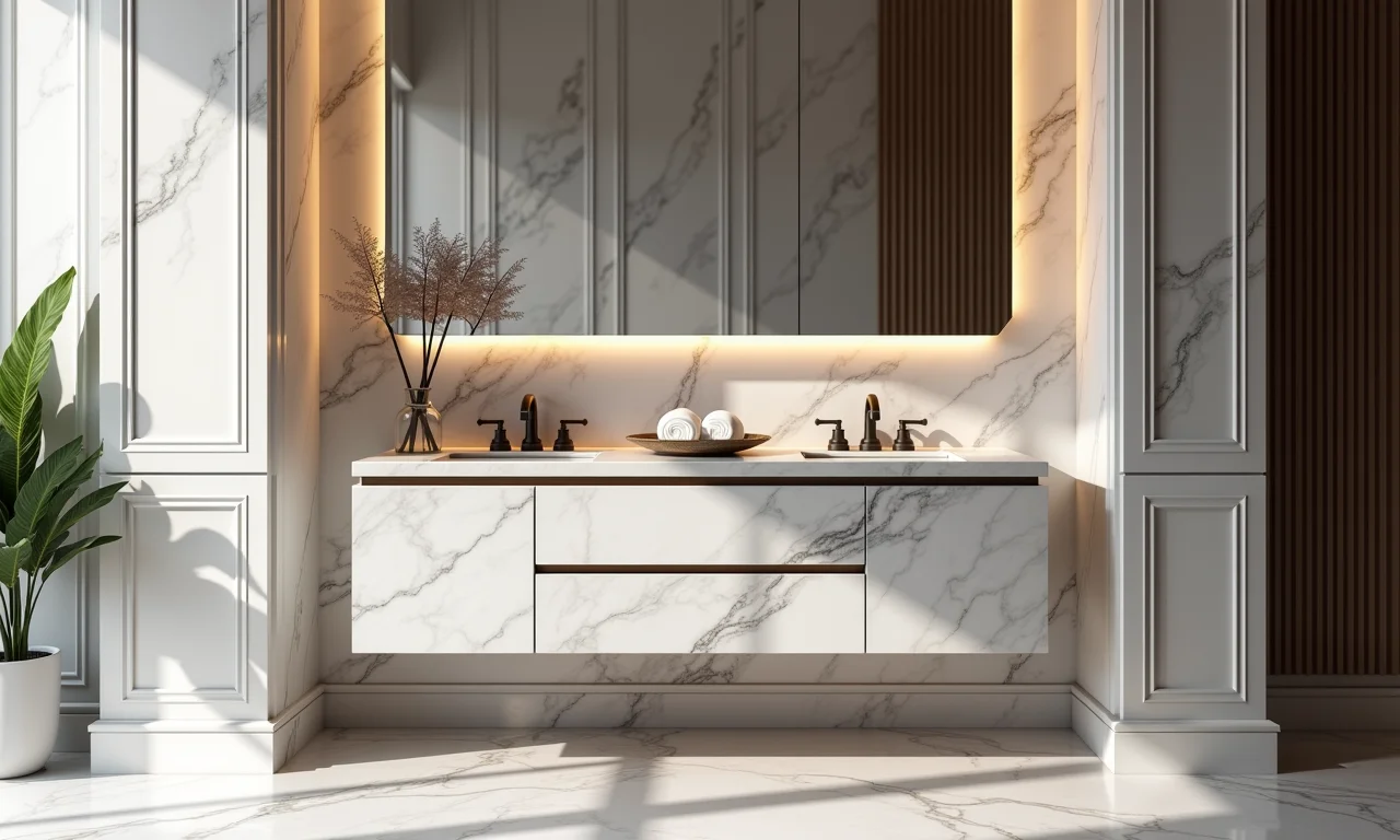 Bancada de mármore com design sofisticado e requintado.