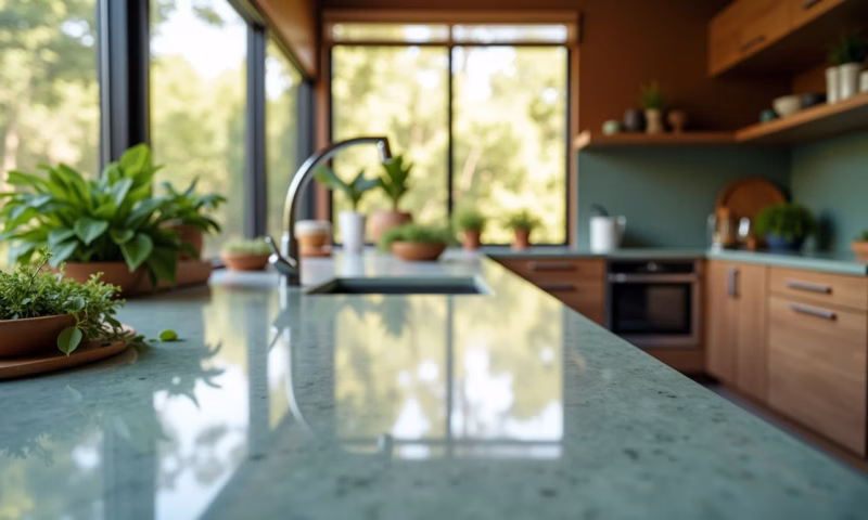 Bancada de vidro elegante em cozinha iluminada com estilo brasileiro.