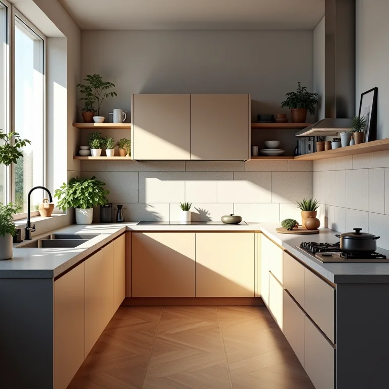 Bancada pequena e desorganizada em uma cozinha planejada, mostrando falta de espaço