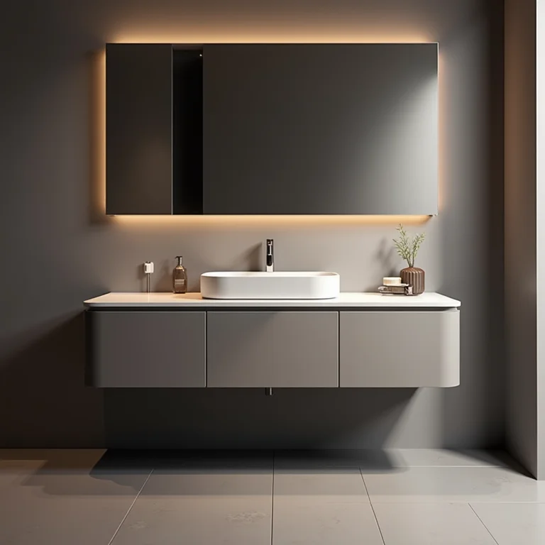 Bancada suspensa modernizando um banheiro clean