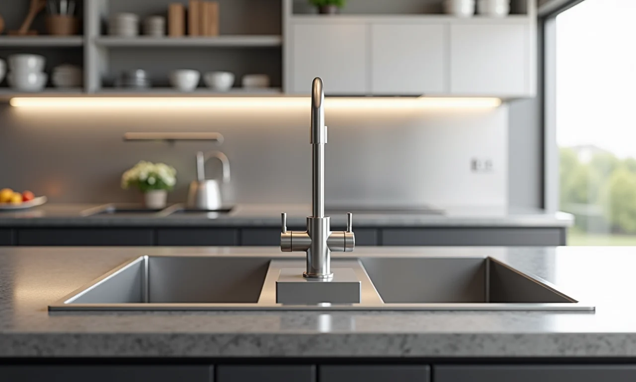 Bancadas de inox em diversos tamanhos e formatos.