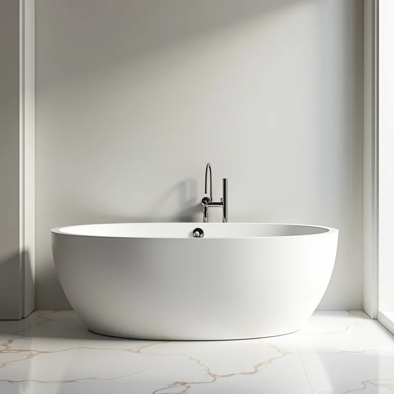 Banheira de hidromassagem simples com design minimalista e jatos de água integrados