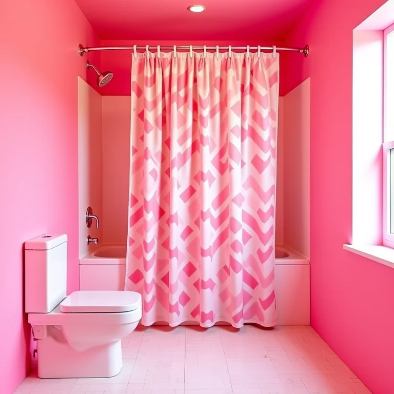 Banheiro com cores fortes e estampas exageradas