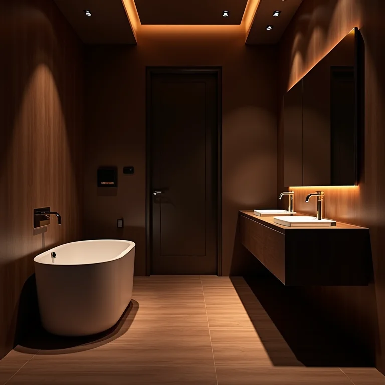 Banheiro decorado no estilo musical jazz, com elegância e sofisticação.