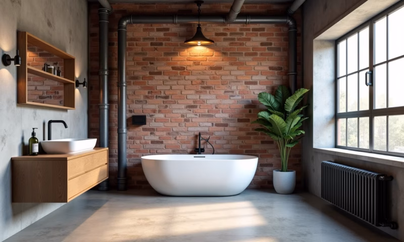 Banheiro Estilo Industrial Tubulação Aparente e Muito Charme Banheiro estilo industrial com tubulação aparente e elementos rústicos.