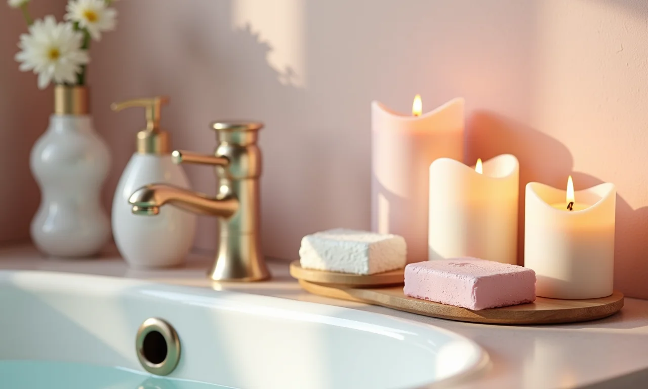 Banheiro feminino com detalhes delicados que fazem a diferença.