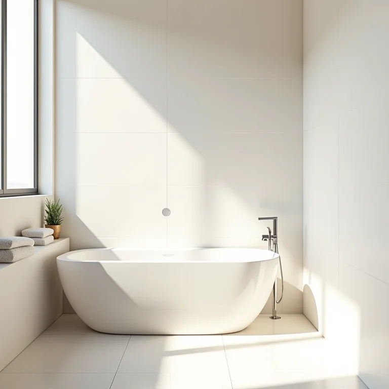 Banheiro pequeno com cores claras para amplitude