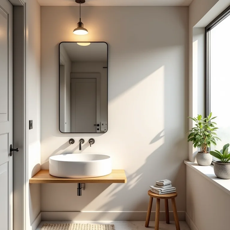 Banheiro pequeno com espelho mal posicionado antes da reforma