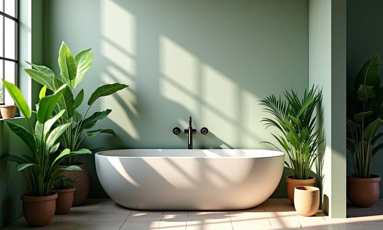 Banheiro pequeno com plantas, um toque de vida e frescor.