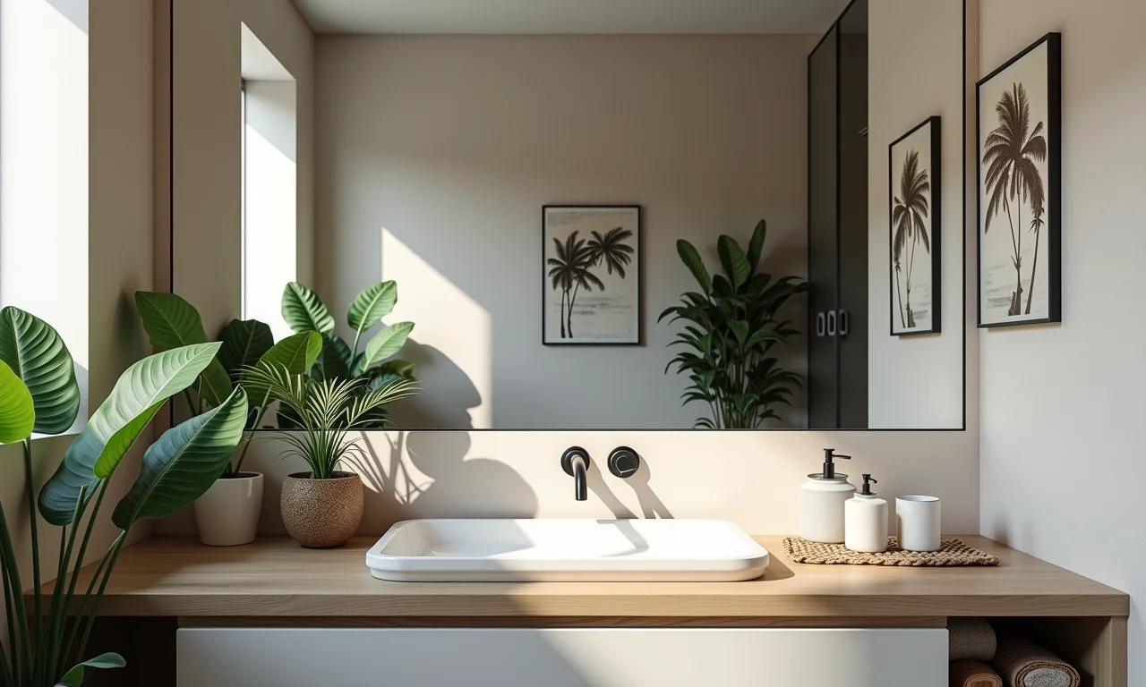 Banheiro pequeno com revestimento espelhado, dobrando visualmente o espaço.