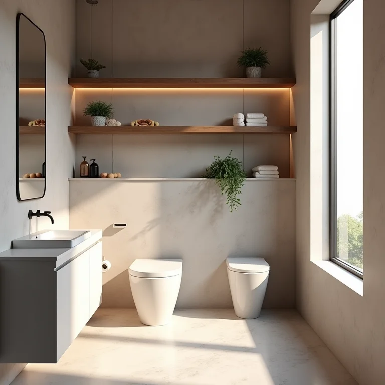 Banheiro pequeno sem otimização vertical