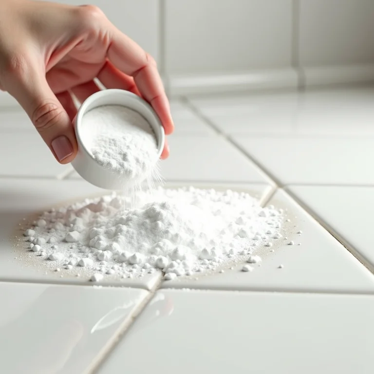 Bicarbonato de sódio removendo mancha de porcelanato.