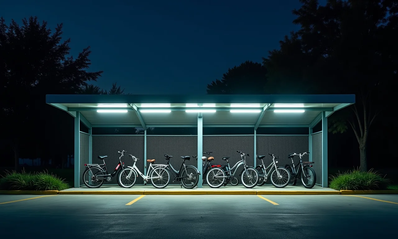 Bicicletário com iluminação adequada.