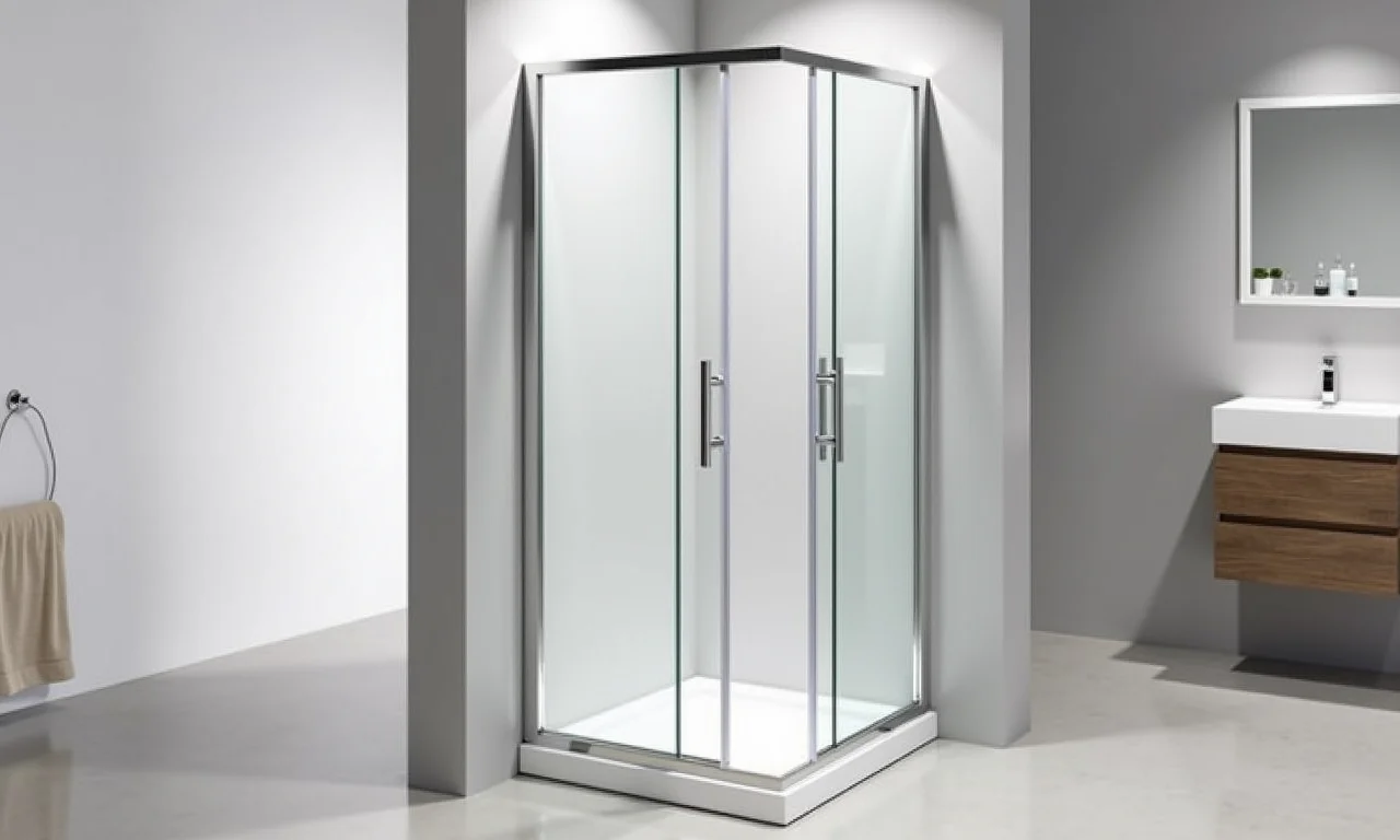 Box sanfonado de acrílico, ideal para banheiros pequenos e otimização de espaço.