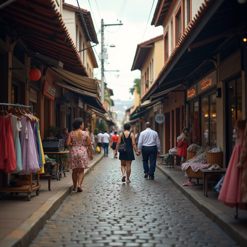 Comércio movimentado na Rua Blumenau, Joinville.
