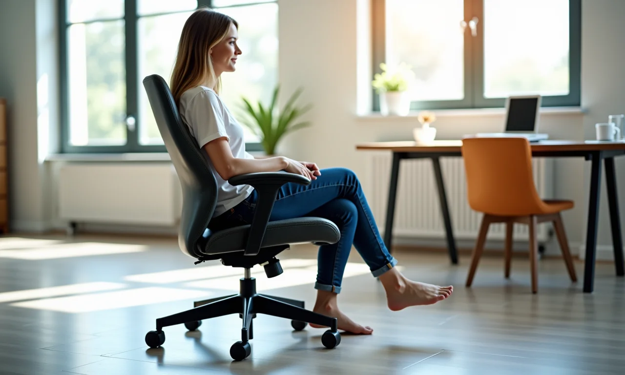 Cadeira com base giratória sem rodinhas, oferecendo mobilidade e conforto.