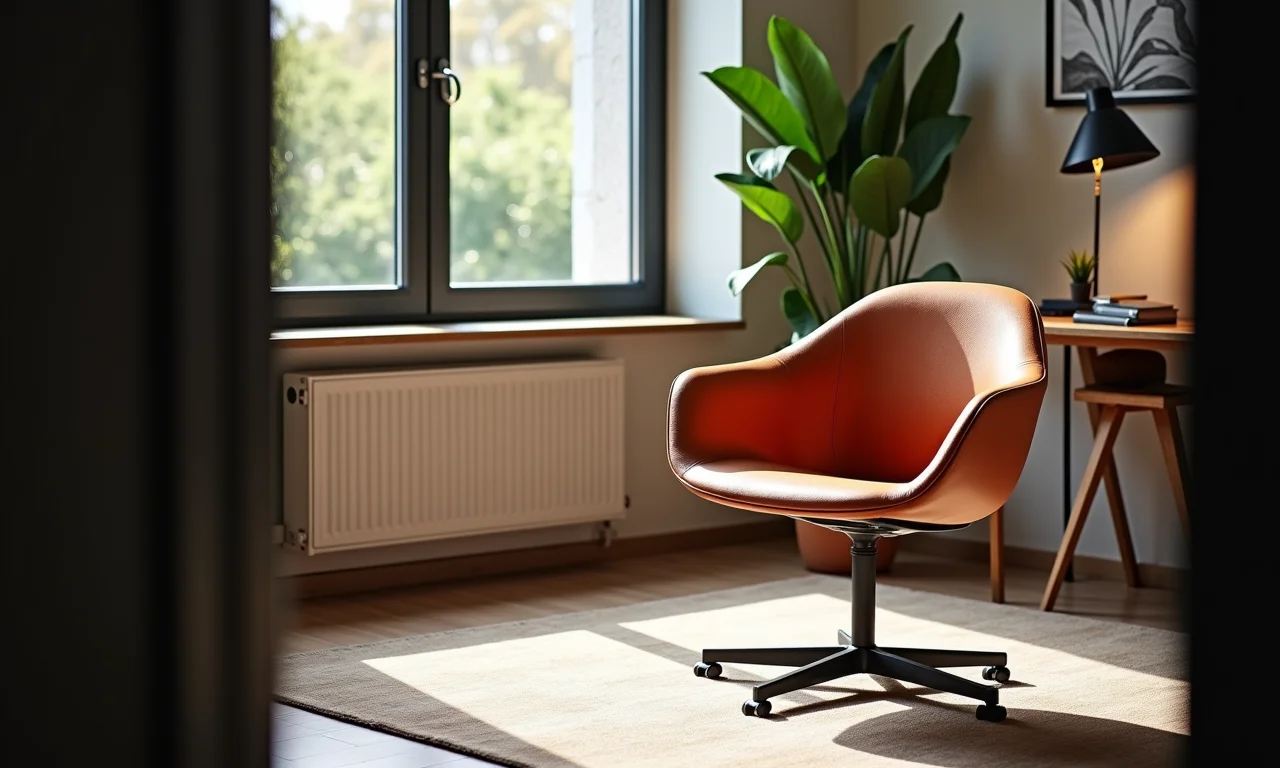 Cadeira Office ByHaus Stella sem rodinhas em ambiente de escritório.