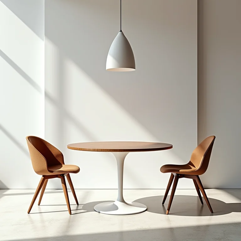 Cadeiras desconfortáveis e incompatíveis com a mesa Saarinen, mostrando a importância da escolha certa.