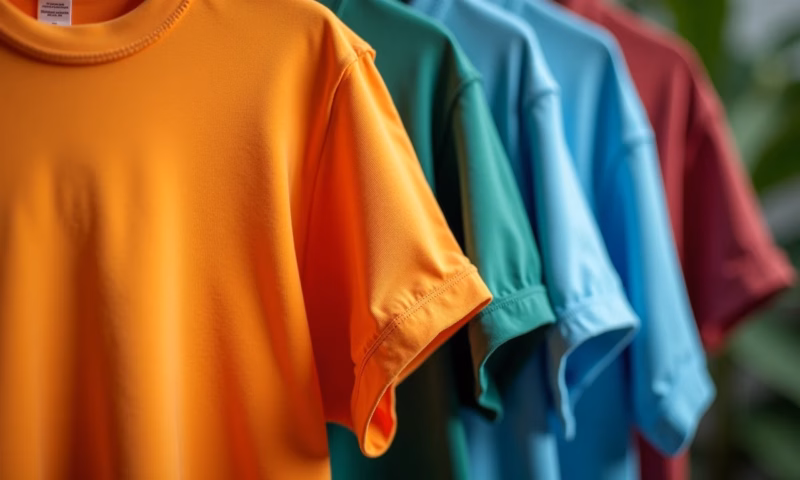 Camiseta encolhida ao lado de uma nova, mostrando a diferença.