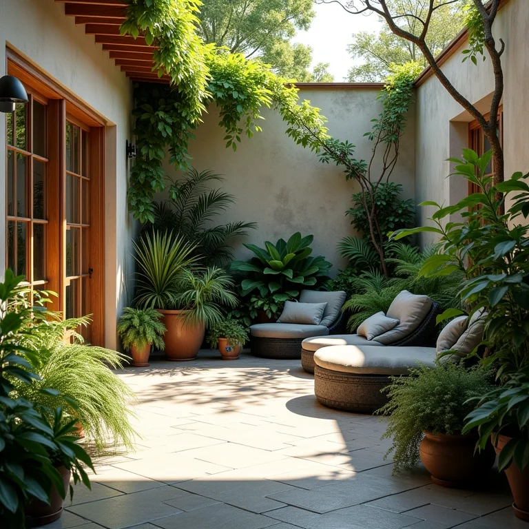 Canto ensolarado do pátio ideal para a horta vertical.