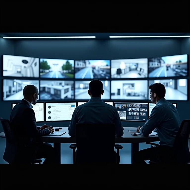 Central de monitoramento com câmeras de vigilância em condomínio