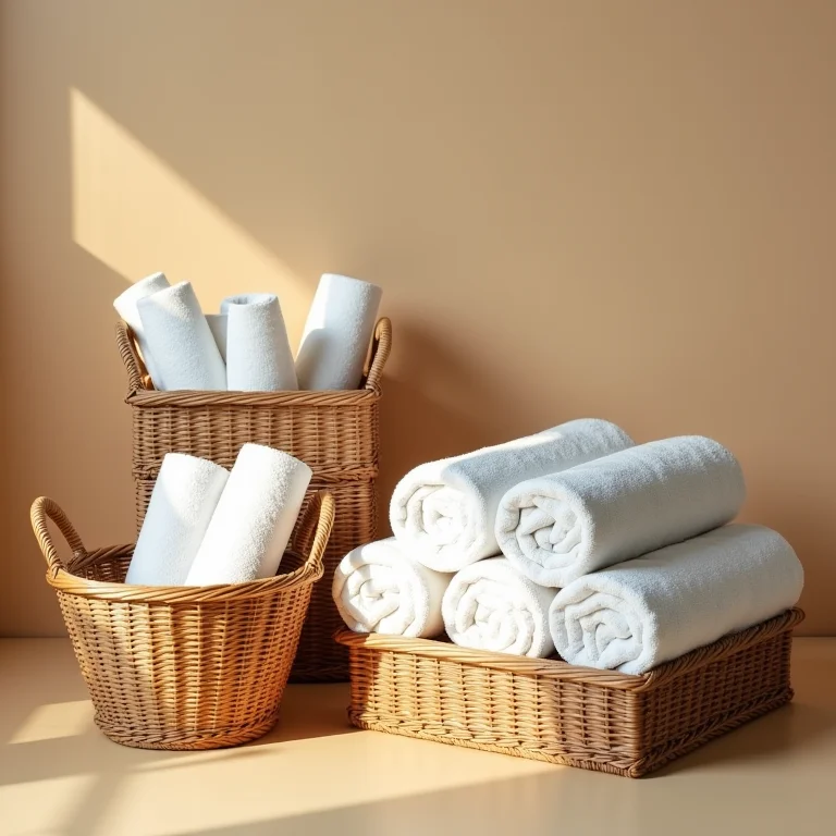 Cestos e caixas organizadoras para panos de prato