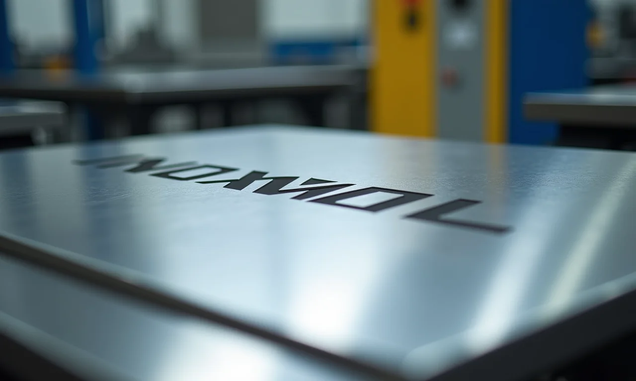 Chapa de aço inox com logo Inoxval.