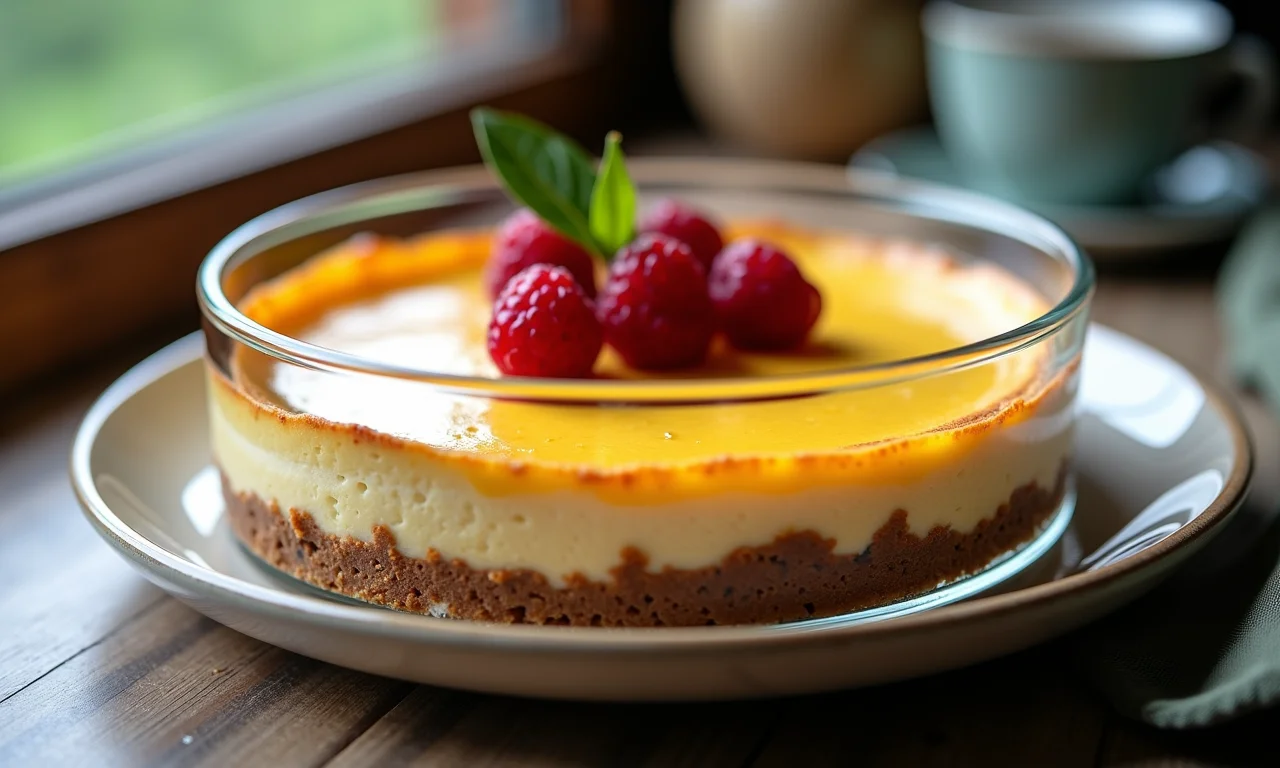 Cheesecake individual em pote de vidro, sobremesa elegante.
